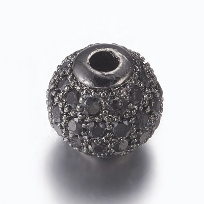 Brass Micro Pave Cubic Zirconia Beads ZIRC-E134-8mm-05B-1