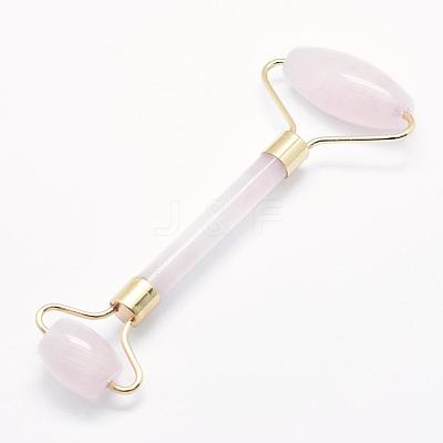Natural Rose Quartz Brass Face Massager MRMJ-G009-12G-1