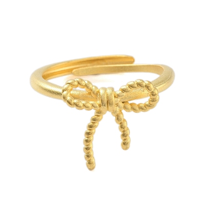 Bowknot Brass Adjustable Rings for Women RJEW-L120-016G-01-1