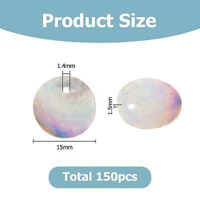 Natural Akoya Shell Disc Charms SHEL-WH0005-05A-1