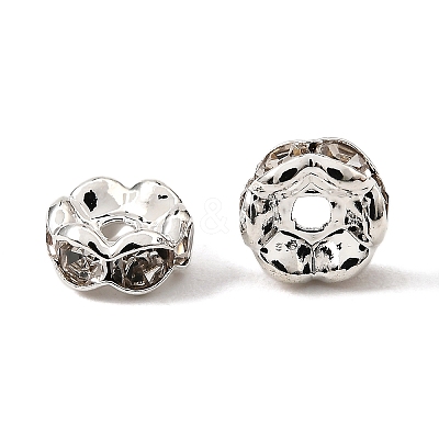 Brass Rhinestone Spacer Beads RB-A014-L6mm-01S-NF-1