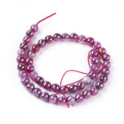 Natural Dyed & Heated Striped Agate/Banded Agate Beads Strands G-E537-01B-01-1