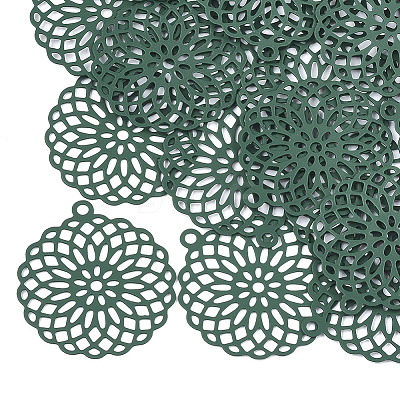 430 Stainless Steel Filigree Pendants X-STAS-T042-02B-1