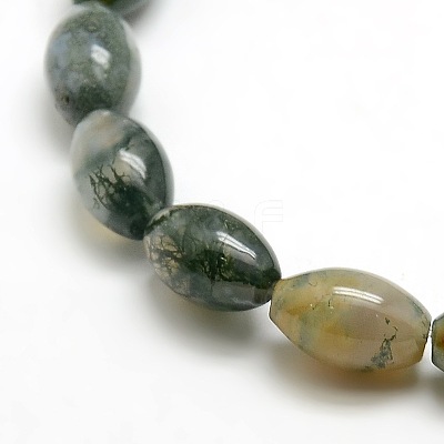 Natural Oval Moss Agate Beads Strands G-P063-01-1