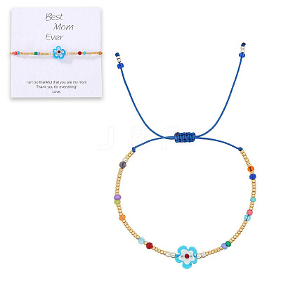 Flower Glass Seed Bead & Glass Beads Braided Bead Bracelets NS0067-5-1