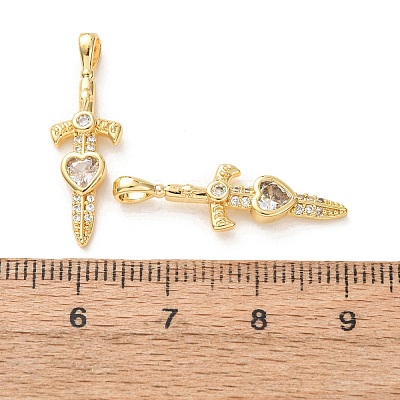 Brass Micro Pave Clear Cubic Zirconia Pendants KK-A304-27A-G-1