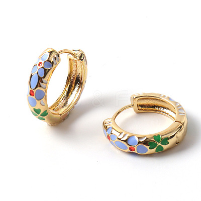 Flower Enamel Hoop Earrings EJEW-G290-03G-D-1