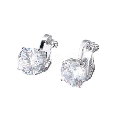 Brass Cubic Zirconia Clip-on Earrings WGE68B6-01-1