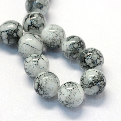 Baking Paint Glass Round Bead Strands X-DGLA-Q019-6mm-42-1