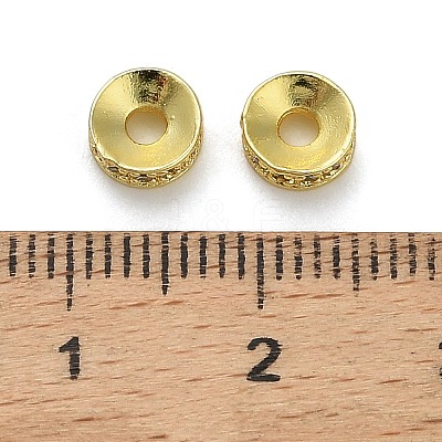 Flat Round Brass Micro Pave Clear Cubic Zirconia Beads KK-A276-08G-1