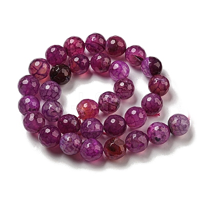 Faceted Natural Dragon Veins Agate Beads Strands X-G-F447-12mm-L02-1
