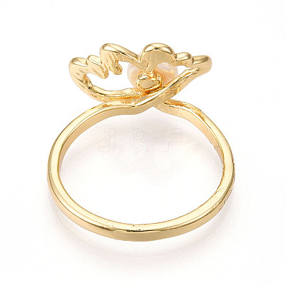 Flower Brass Finger Rings RJEW-N049-01G-1