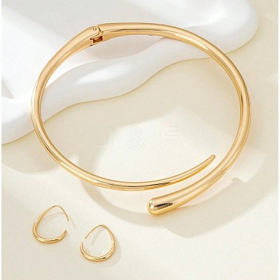 Teardrop Alloy Necklaces & Cuff Earring Sets FS-WGCF282-01-1