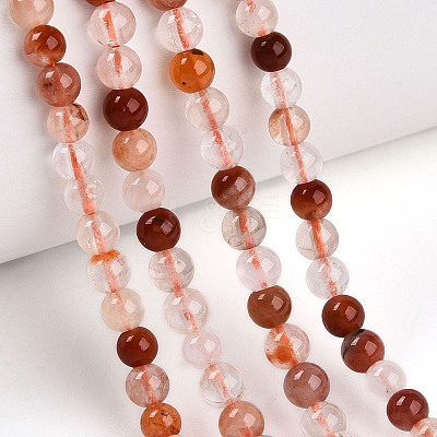 Natural Red Hematoid Quartz Beads Strands G-T140-4mm-01-1