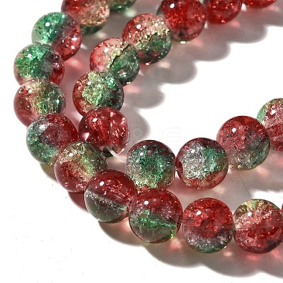 Christmas Theme Crackle Glass Beads Strands CCG-C002-8mm-12-1