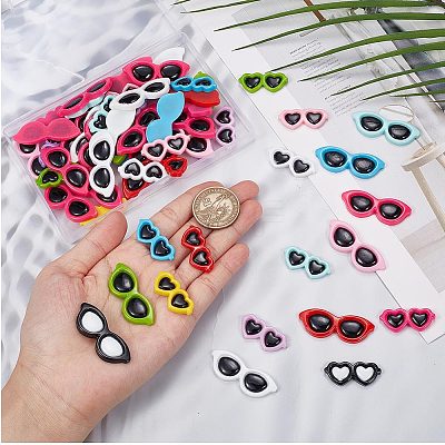 60Pcs 2 Styles Opaque Resin Cabochons CRES-SC0002-60-1