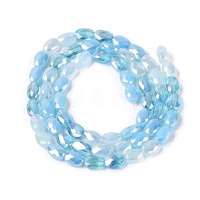 Electroplate Imitation Jade & Opaque & Transparent Glass Beads Strands EGLA-Q135-4x6MM-01A-1