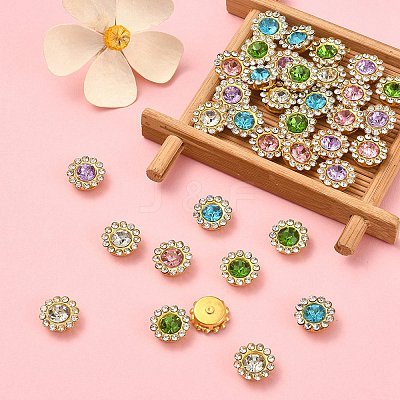 50Pcs 5 Colors Flower Sew on Rhinestone RGLA-YW0002-02-1