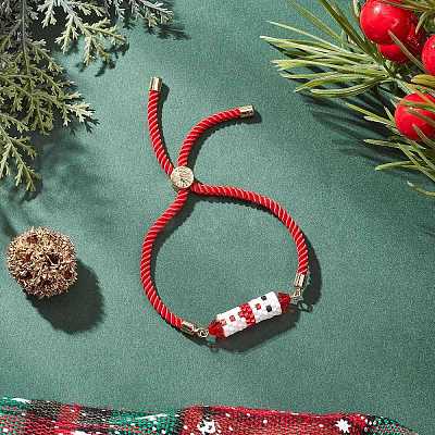 Christmas Handmade Glass Seed Beaded Slider Bracelets BJEW-MZ00226-03-1