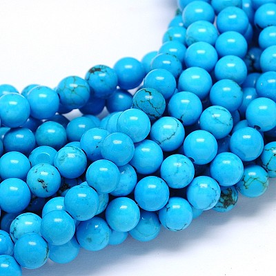 Natural Magnesite Round Bead Strands TURQ-E022-38C-6mm-1