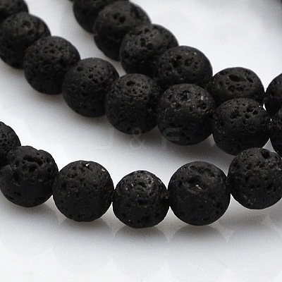 Natural Lava Rock Round Beads Strands G-N0120-18-6mm-1