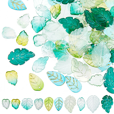 100Pcs 10 Style Transparent Glass Pendants GLAA-SC0001-65-1