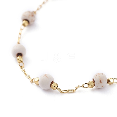 Round Synthetic Turquoise Beaded Bracelets BJEW-JB05274-03-1