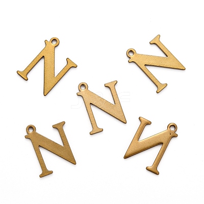304 Stainless Steel Alphabet Charms STAS-H122-N-AB-1