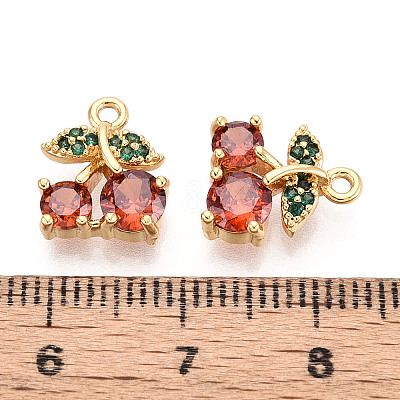 Brass Micro Pave Clear Cubic Zirconia Pendants KK-T078-04G-01-1