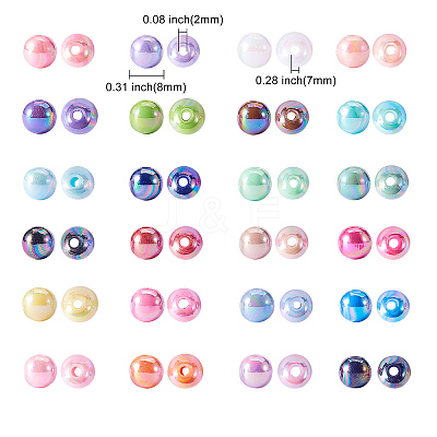 600Pcs 24 Colors Opaque Acrylic Beads MACR-CJ0001-16-1