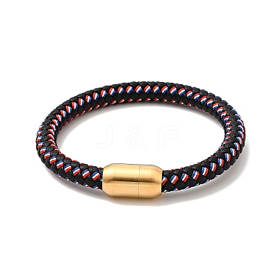 Microfiber Leather Braided Round Cord Bracelet with 304 Stainless Steel Clasp for Men Women BJEW-C021-11-1