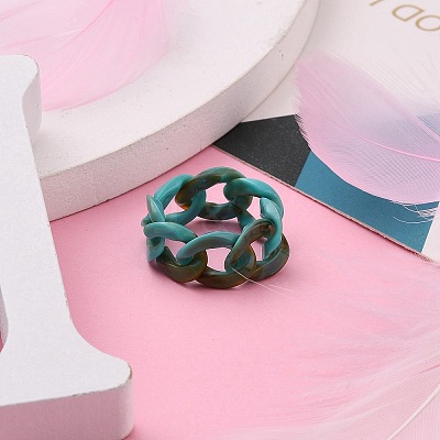 Acrylic Curb Chains Finger Rings RJEW-JR00311-01-1