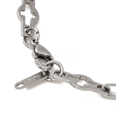 304 Stainless Steel Cross Link Chain Necklaces for Women Men NJEW-JN05432-02-1
