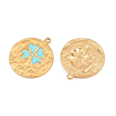 304 Stainless Steel Enamel & Crystal Rhinestone Pendants STAS-G398-28G-02-1