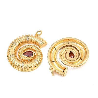 Brass Micro Pave FireBrick Cubic Zirconia Pendants CU-CBA3297-02G-1
