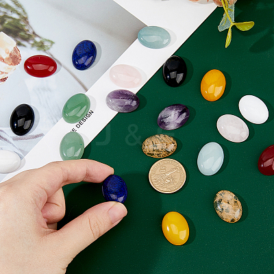 20Pcs 10 Styles Natural & Synthetic Mixed Gemstone Cabochons G-FH0002-56-1