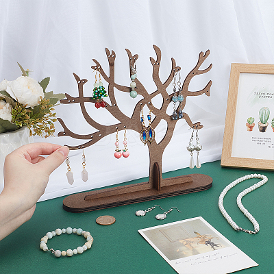 Tree Shaped Wood Jewelry Earring Display Stands DJEW-WH0816-002-1