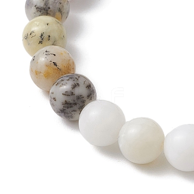 8.5mm Round Natural White African Opal Beaded Stretch Bracelets for Women BJEW-JB10761-1