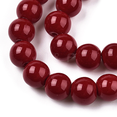 Opaque Solid Color Glass Beads Strands X-GLAA-T032-P8mm-05-1