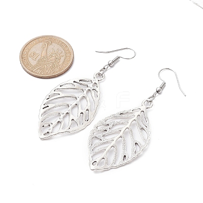 Alloy Leaf Dangle Earrings with 304 Stainless Steel Pins EJEW-JE05510-01-1