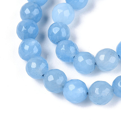 Dyed Natural White Jade Beads Strands G-T139-8mm-60-15-1