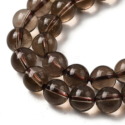 Natural Smoky Quartz Round Beads Strands G-E329-8mm-38-1