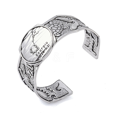 Constellation Alloy Open Cuff Bangles for Women Men LS-BJEW-C064-01AS-11-1