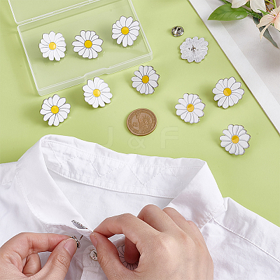 12Pcs White Daisy Enamel Pins JEWB-PH0001-49A-1