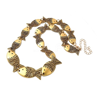 Tibetan Style Alloy Graduated Fish Link Chain Necklaces for Women NJEW-C102-01AG-1