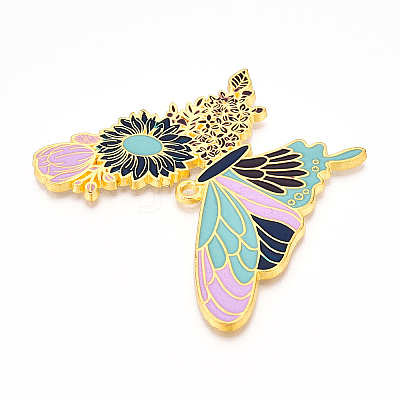 Rack Plating Alloy Enamel Big Pendants ENAM-N056-398C-G-1