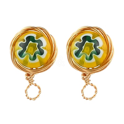 Handmade Millefiori Lampwork Earring Stud Settings and Ear Nuts EJEW-JE04418-02-1