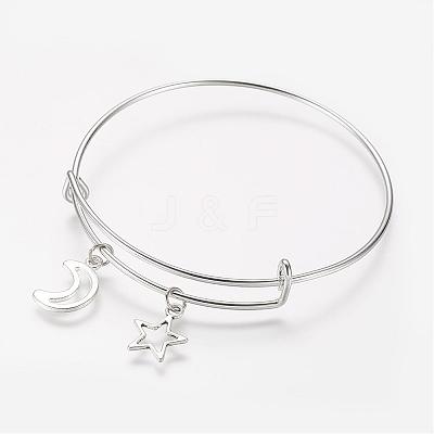 Adjustable Iron Charm Bangles BJEW-JB03150-1