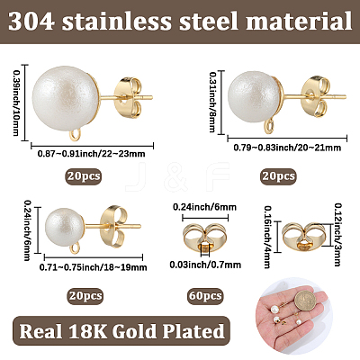 304 Stainless Steel Stud Earring Findings EJEW-SP0001-17B-1