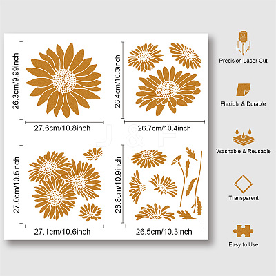 4Pcs 4 Styles PET Out Drawing Painting Stencils DIY-WH0416-0019-1